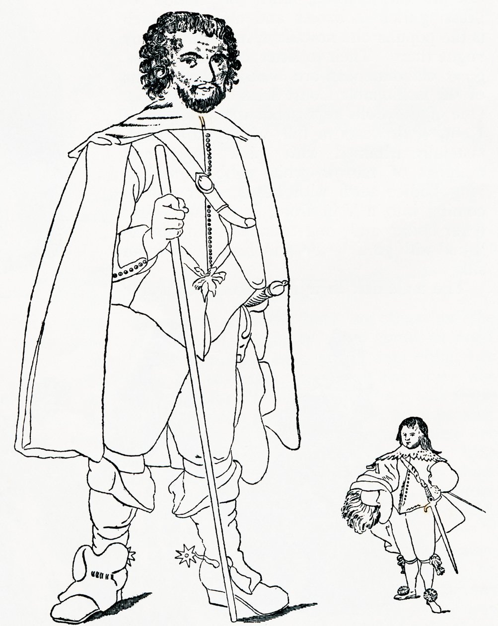 Walter Parsons i Sir Jeffrey Hudson, Z The Strand Magazine opublikowanego w 1894 roku. autorstwa Unknown artist