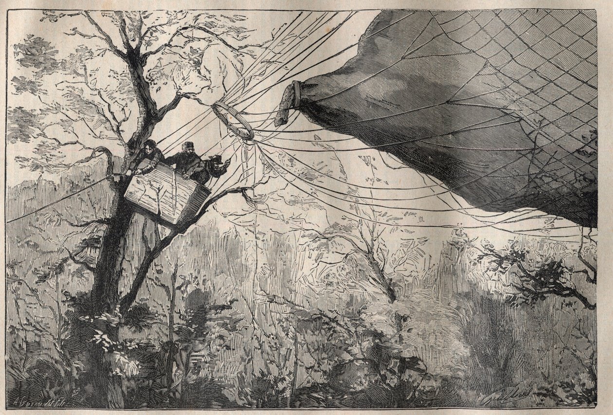 Wojna 1870: zejście balu „Armand Barbes” z Leonem Gambettą (1838-1882) na pokładzie 7 października 1870 - Grawerowanie w „La Science francaise”” autorstwa Unknown artist