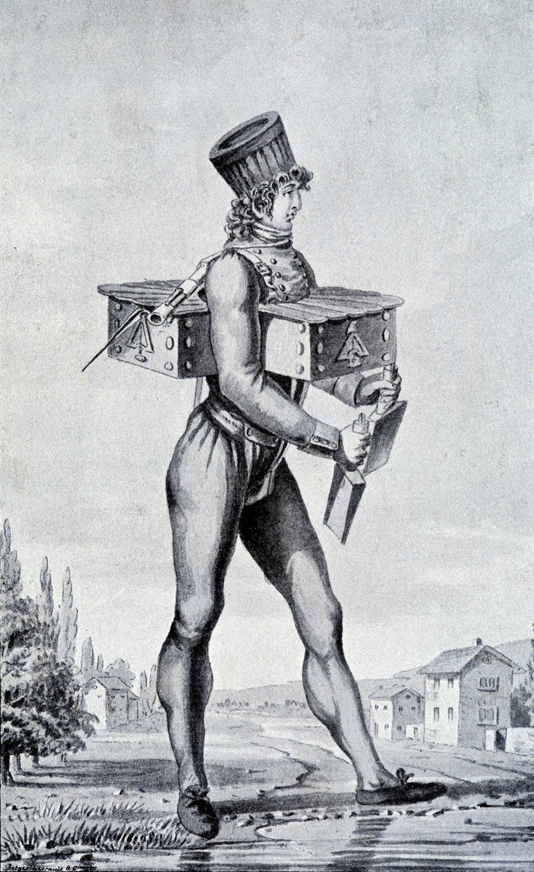 Garnitur wojenny z XIX wieku. rycina z XIX wieku. autorstwa Unknown artist