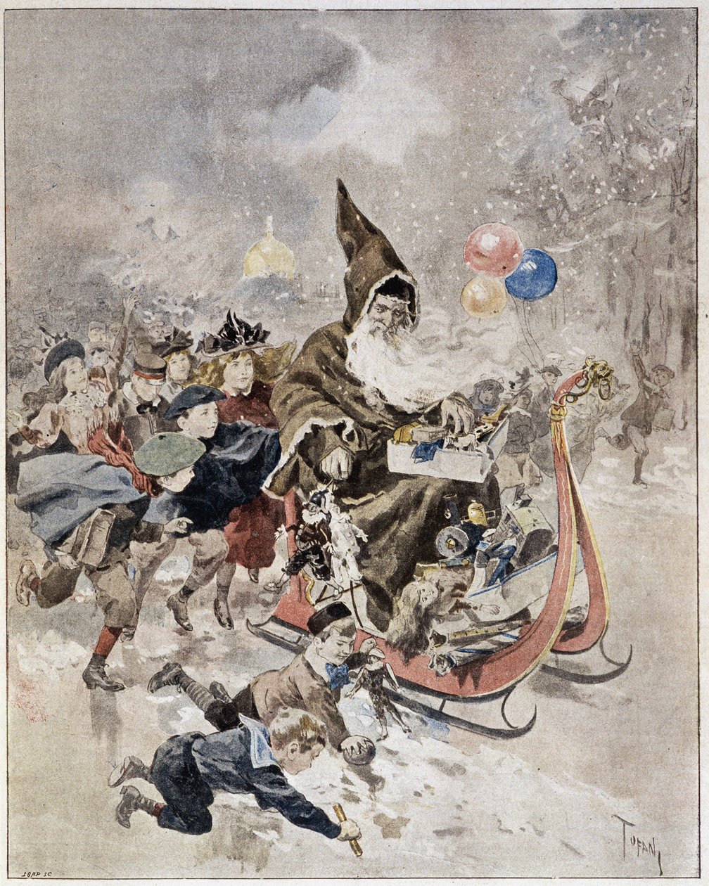 Akwarela przedstawiająca Świętego Mikołaja. „” Świat Ilustrowany””. 21.12.1895. autorstwa Unknown artist