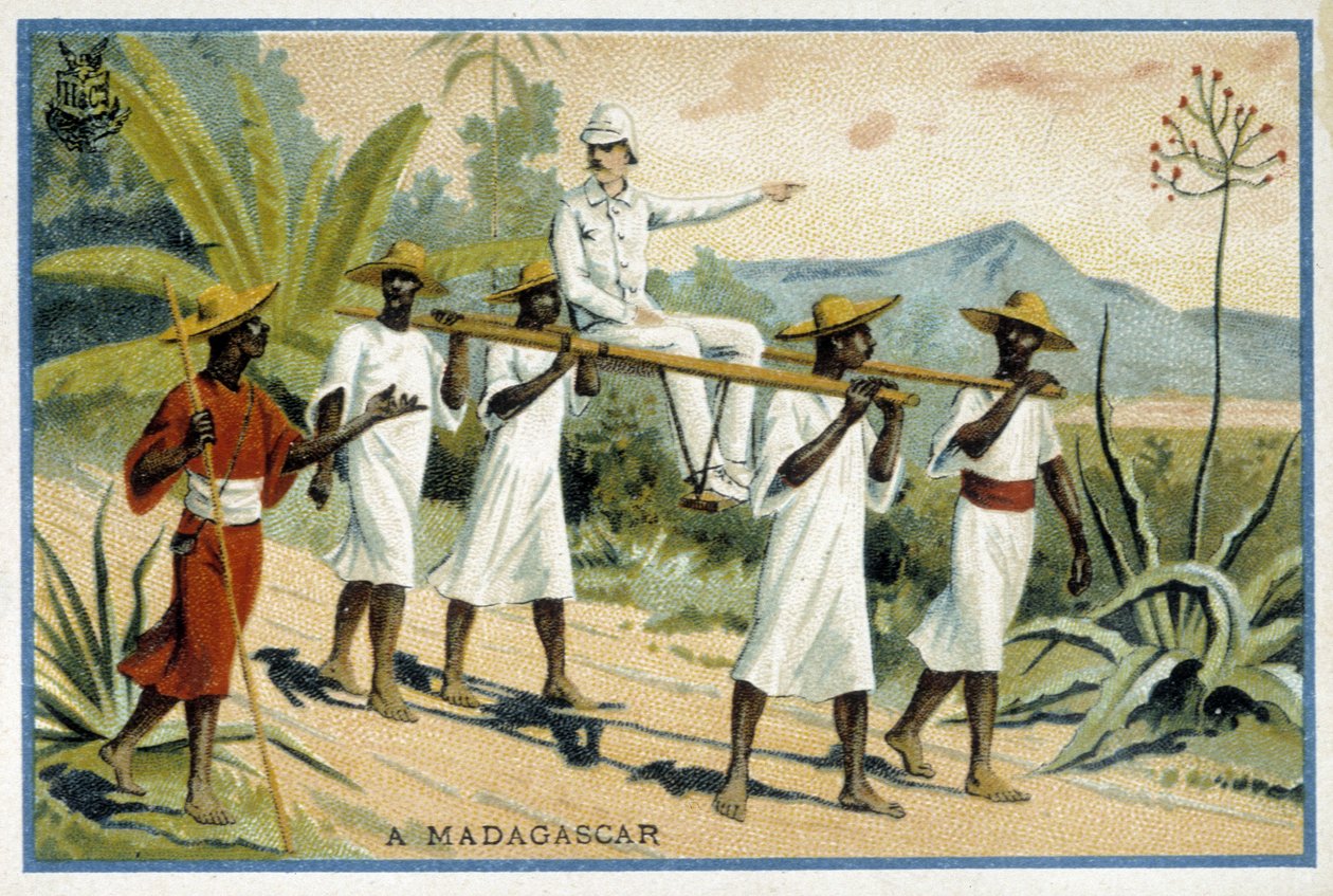Biała dwukropek na wózku inwalidzkim, Madagaskar – Chromo autorstwa Unknown artist