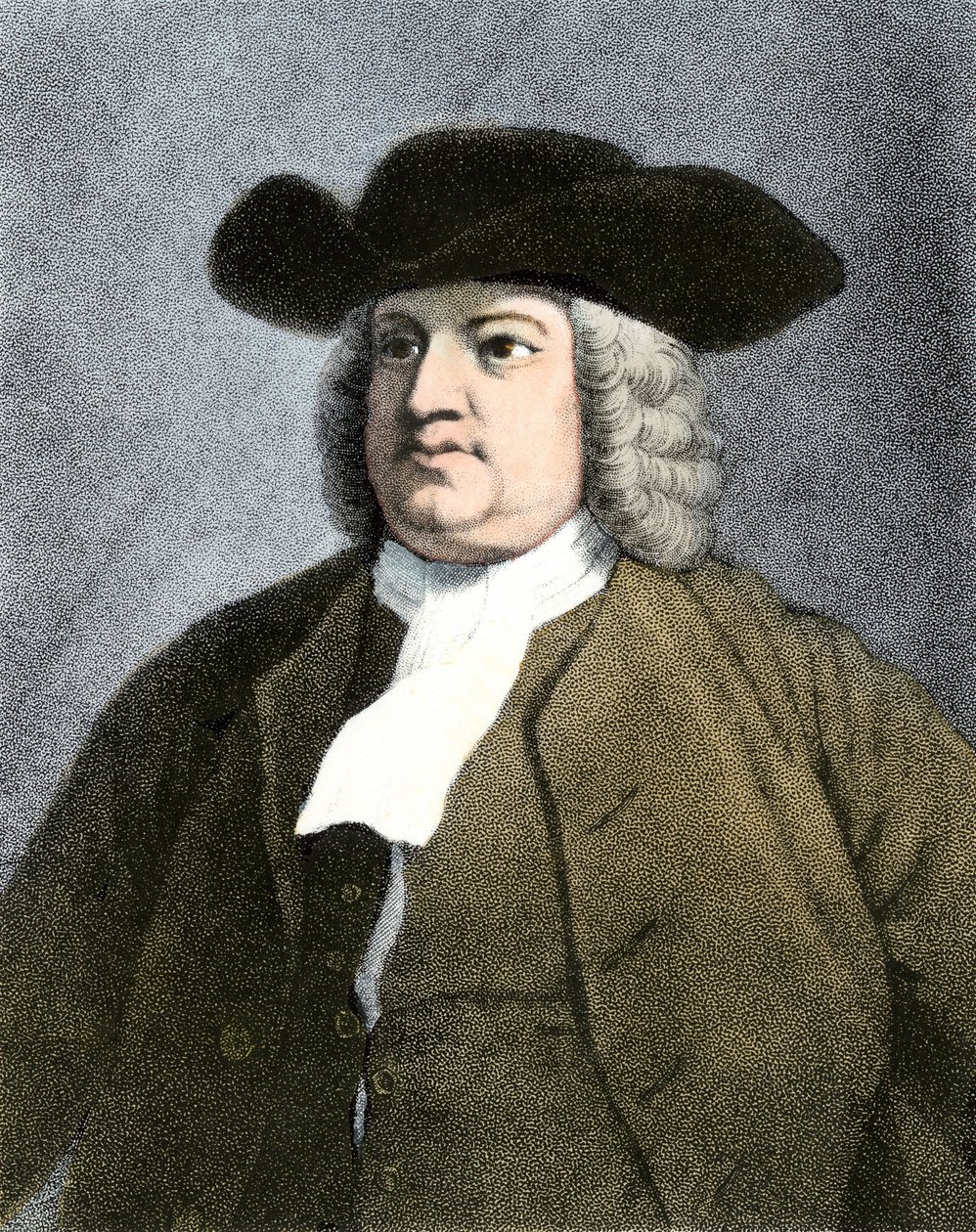 William Penn (1644-1718) angielski kwakier, założyciel stanu Pensylwania w 1682 r. (rycina) autorstwa Unknown artist