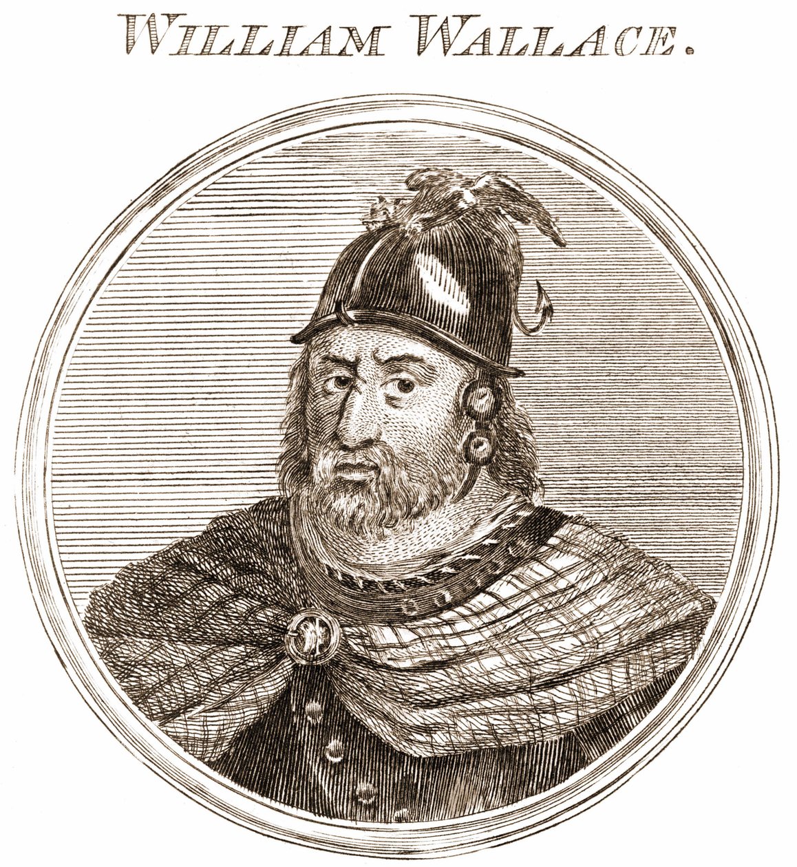 William wallace. Szkocki szef kuchni 1270-1305.Grawerowanie XIX w. autorstwa Unknown artist
