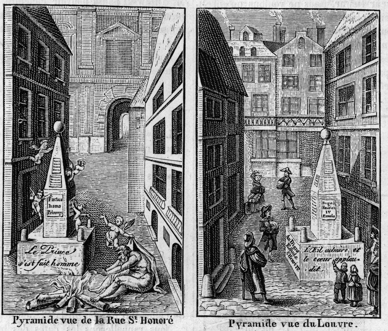 Piramida zimowa 1784 w Paryżu. Fac simile (Fac-simile) dwóch druków opublikowanych w „La Pyramide de neige”, almanach z 1786 r. Grawerowanie w „”Nature: przegląd nauk i ich zastosowań w sztuce i przemyśle”” z 16 marca autorstwa Unknown artist