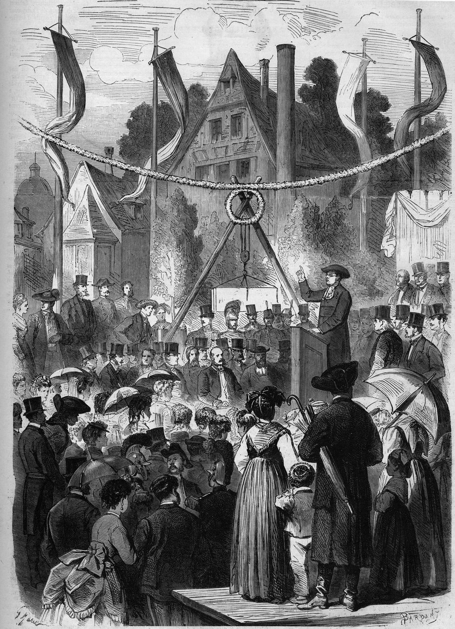 Wissembourg, Alzacja, Francja 1869: położenie pierwszego kamienia pod izraelską świątynię. autorstwa Unknown artist
