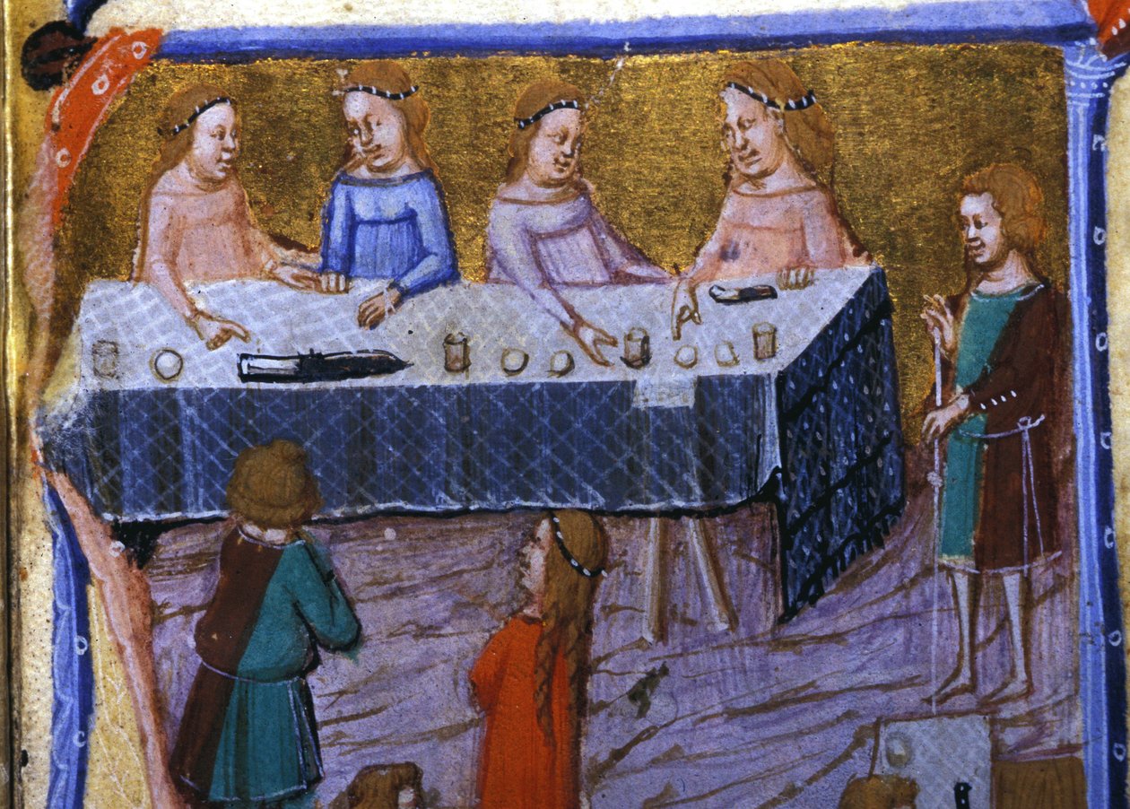 Bankiet dla kobiet. Miniatura z XIII-wiecznego rękopisu. autorstwa Unknown artist