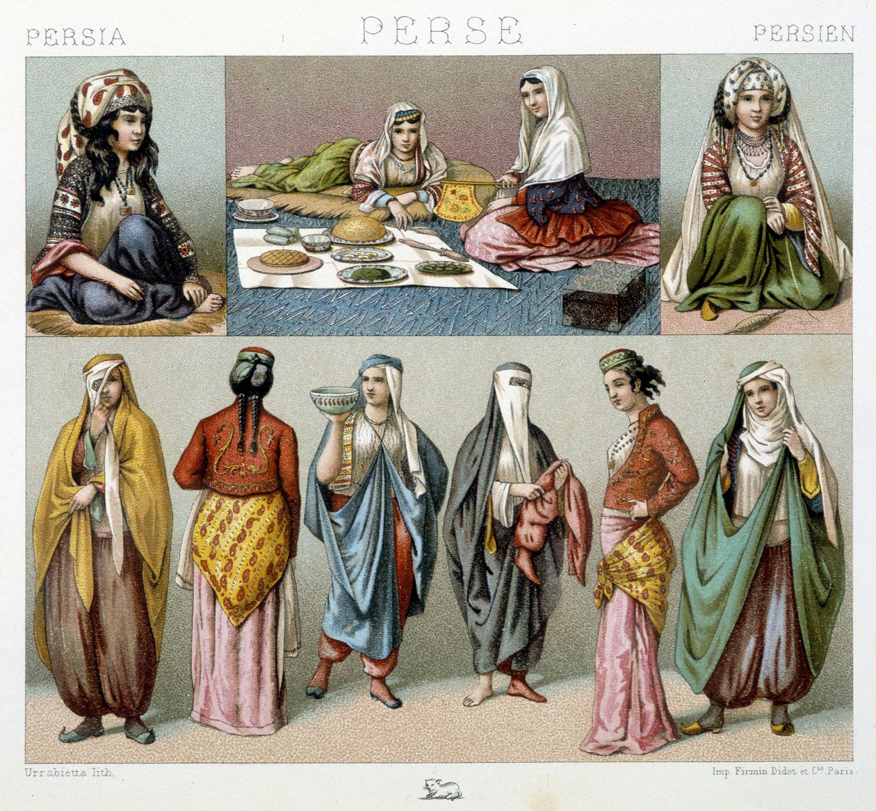 Posiłek i stroje kobiece w Persji - w „Strój historyczny” Racineta autorstwa Unknown artist