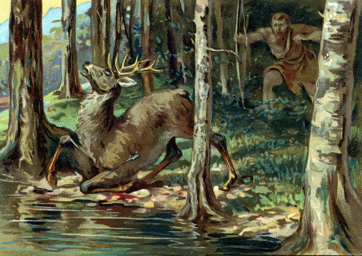 Dzieła Herkulesa: Herkules i łania, początek XX wieku (chromo) autorstwa Unknown Artist