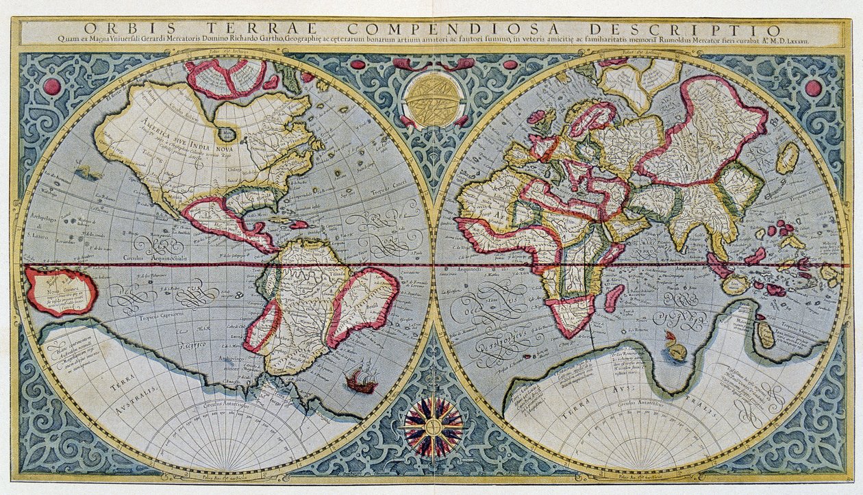Mapa świata Mercatora (1587) - za "Gerardus Mercator