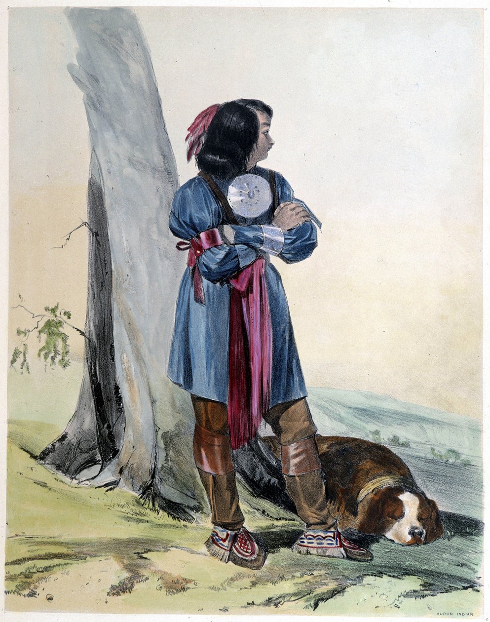 Młody Indianin Huron i jego pies – w „Szkicach Shytha w Kanadzie” Coke Smyth, Londyn autorstwa Unknown artist