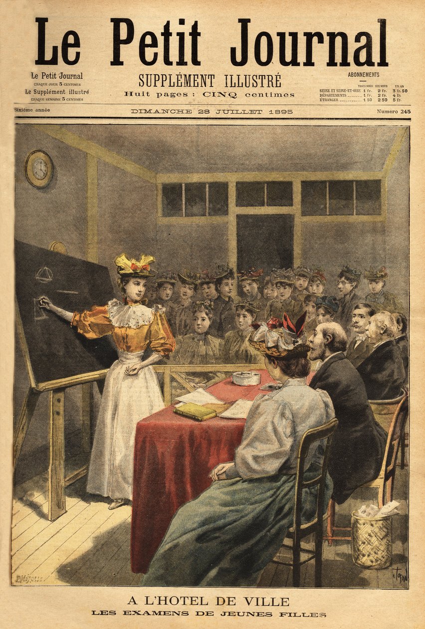 Egzaminy dla młodych dziewcząt w paryskim ratuszu. Grawer w „”Le petit journal”” 28.07.1895. Kolekcja Selvy. autorstwa Unknown artist
