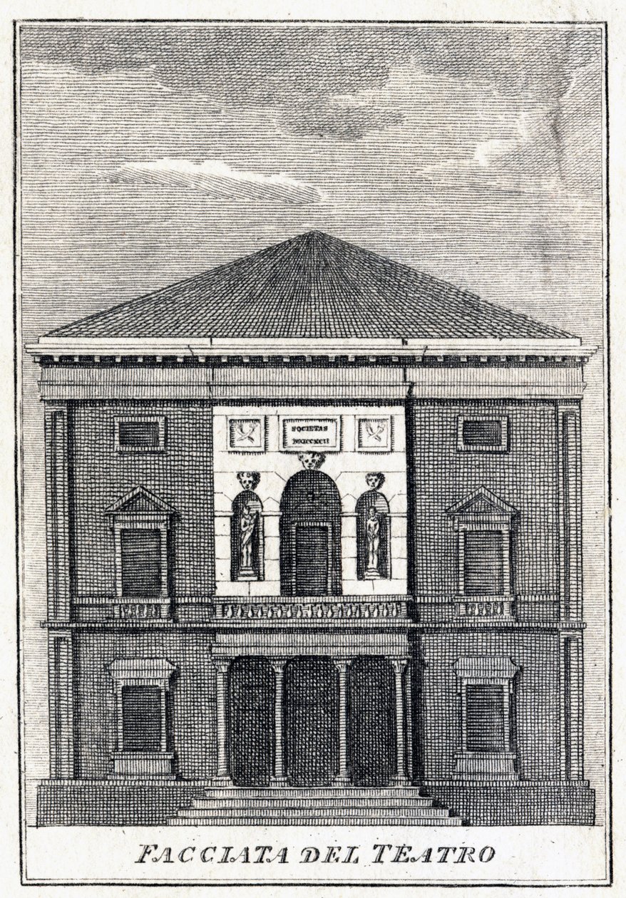 fasada Teatru Fenice w Wenecji w połowie XIX wieku. autorstwa Unknown artist
