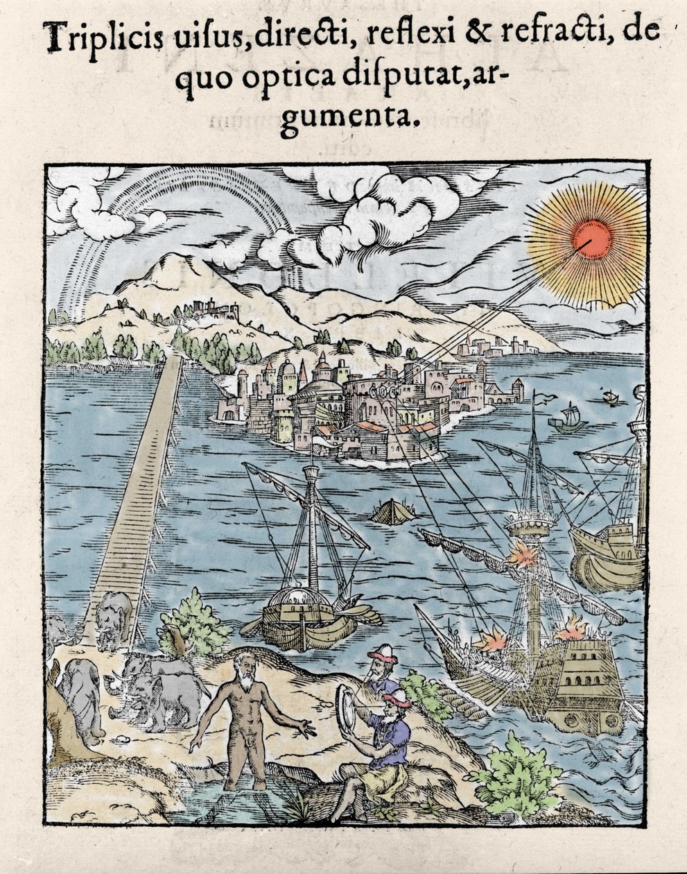 ilustracja w „Opticae Thesaurus” Alhazena, Abu Ali Al-Hasan Ibn al-Haitham (987-1038 lub 965-1039?) - irackiego matematyka, fizyka i filozofa. 1572 autorstwa Unknown artist