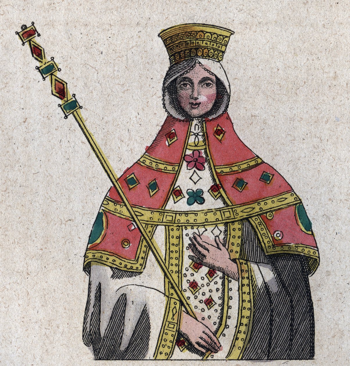portret Eudokii (lub Eudocji) Ingeriny (Eudocia Ingerina) (ok. 840 - ok. 882) żony cesarza bizantyjskiego Bazylego I - grawerowanie z „” Zastosowania i zwyczaje wszystkich narodów wszechświata. To jest historia rządu, praw, milicji, religii autorstwa Unknown artist