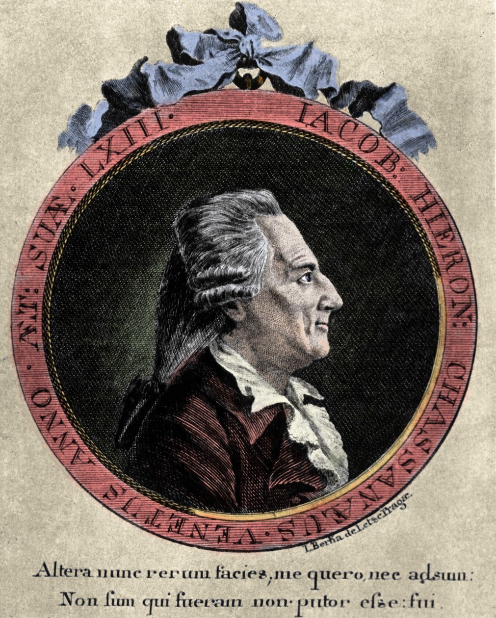 portret Giovanniego Giacomo Casanovy (1725-1798), włoskiego awanturnika i pisarza. portret autorstwa Johanna Berki z „”Icosameronu czyli Historii Edwarda i Elżbiety, którzy spędzili osiemdziesiąt jeden lat z Megamikrami, rdzennymi mieszkańcami Protokosmosu autorstwa Unknown artist