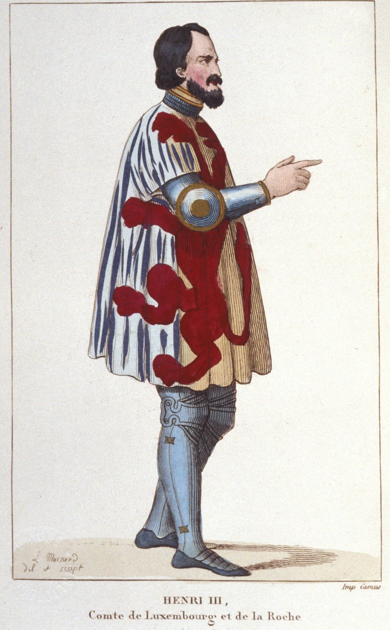 portret Henryka III hrabiego Luksemburga (1247 - 1284). Rycina z 1830 r. autorstwa Unknown artist