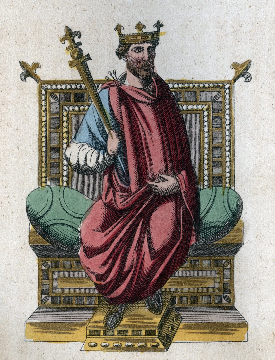 portret Ottona I znanego również jako Otton Wielki (912-973) Cesarz Rzymski (Otto I Świętego Cesarstwa Ottona Wielkiego) (Otto I Saksoński, zwany Ottonem Wielkim) - rycina z „” Zastosowania i zwyczaje Wszystkie narody wszechświata. To jest historia g autorstwa Unknown artist