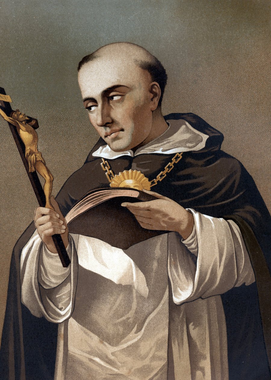 portret św. Tomasza z Akwinu (1225 - 1274), włoskiego teologa. według „Science and its Men” Louisa Figuiera. Barcelona 1881 autorstwa Unknown artist