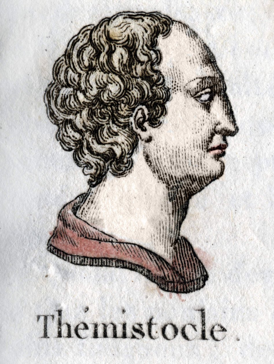 portret Themistoklesa. w języku greckim Themistoklês mąż stanu i generał ateński (w. 525 pne do w. 460 pne) Rycina z 1822 r. autorstwa Unknown artist