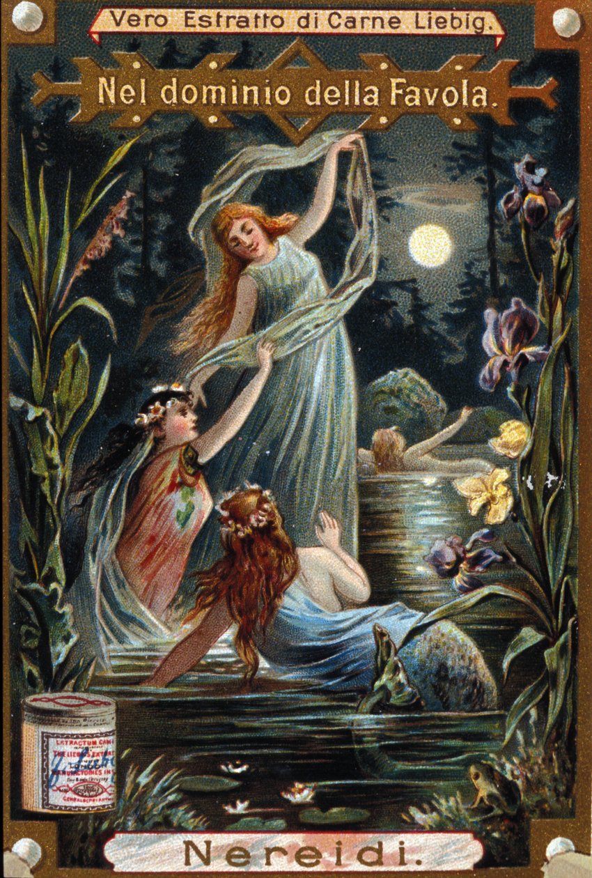 reprezentacja nereides, nimf morskich. XIX-wieczna chromolitografia autorstwa Unknown artist