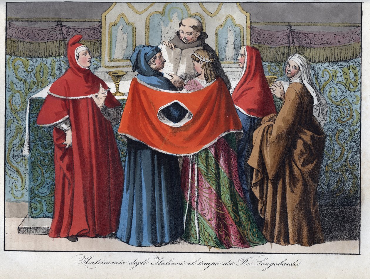 małżeństwo Włochów w czasach królów lombardzkich (568-774) - autorstwa Unknown artist