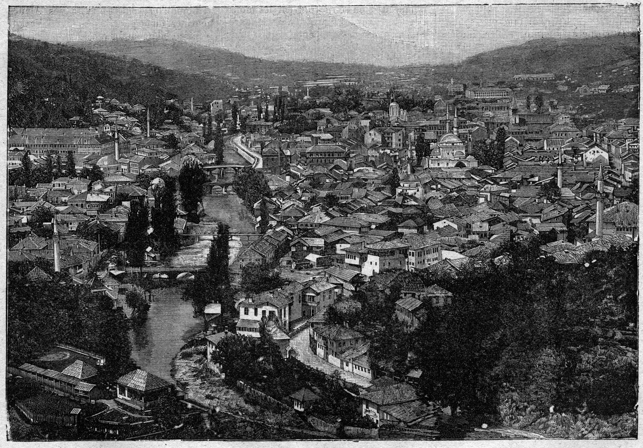 widok miasta Sarajewo w 1894 r. - widok miasta Sarajewo w 1894 r. - grawer autorstwa Unknown artist
