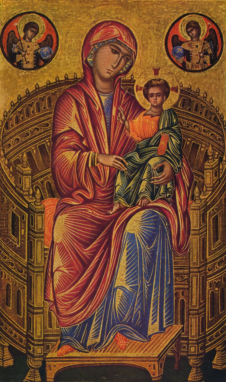 „Madonna z Dzieciątkiem na tronie”, c1260-1280 autorstwa Unknown Byzantine school