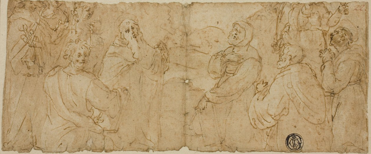 Święci franciszkańscy podczas adoracji autorstwa Unknown Florentine