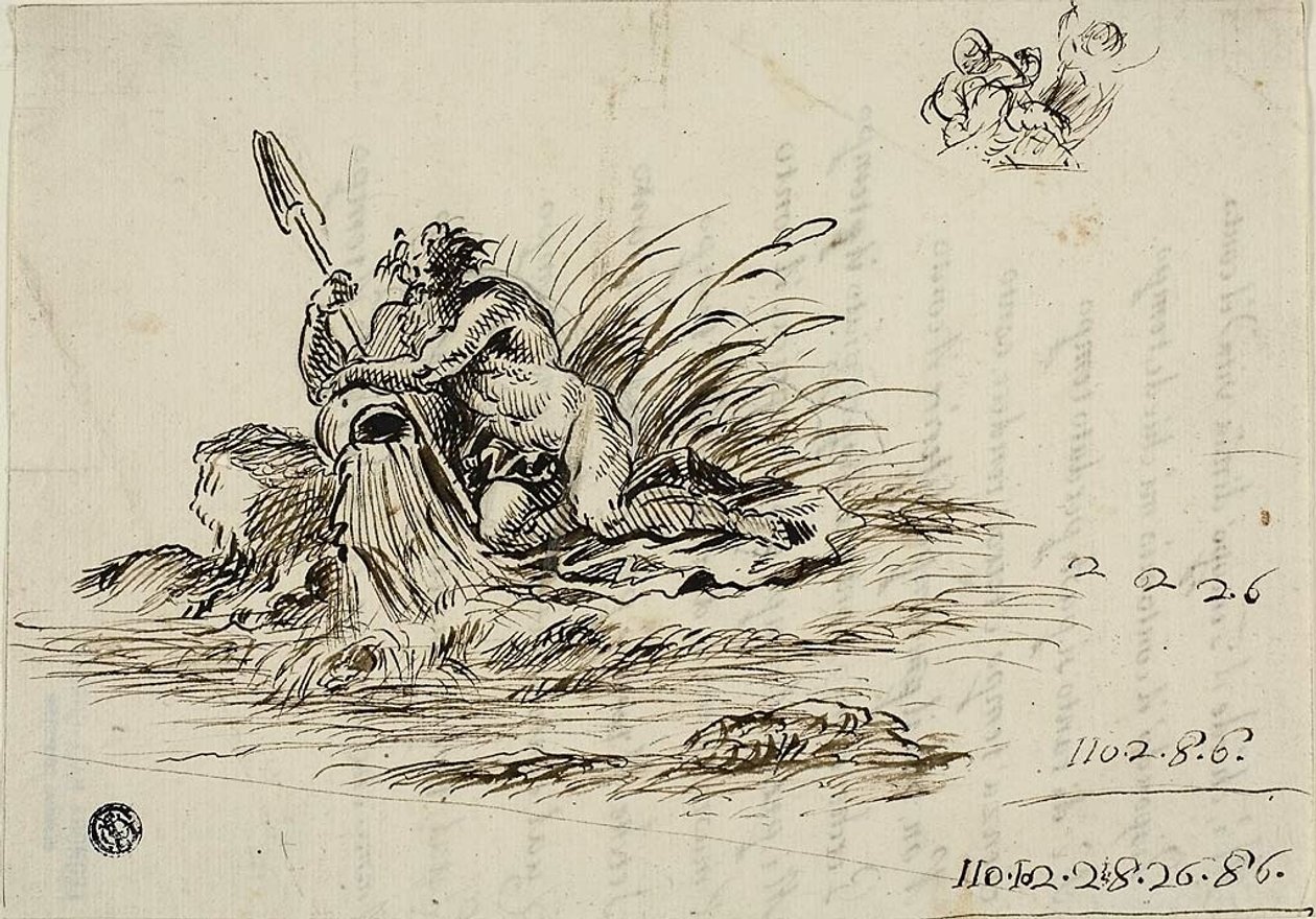 Recto: Bóg rzeki; verso: sonet Santi Rinaldiego autorstwa Unknown Florentine
