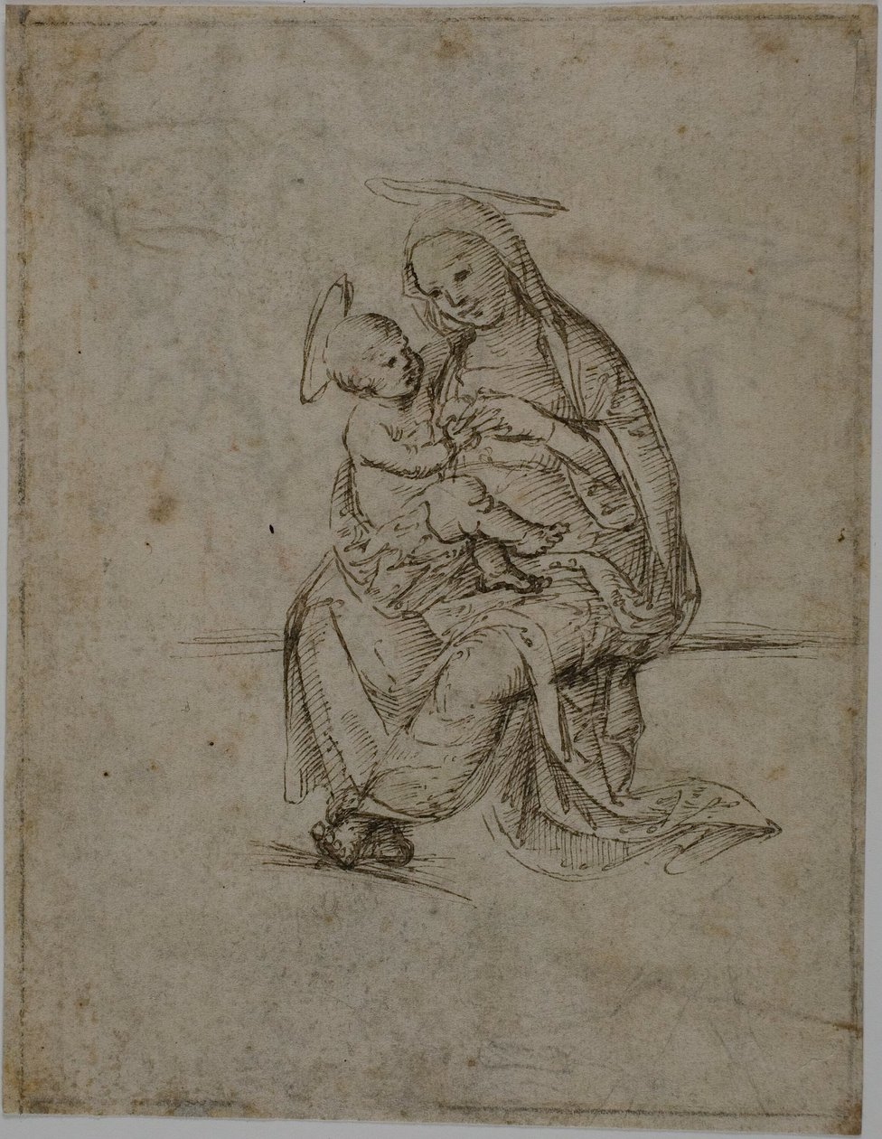 Dziewica z Dzieciątkiem (recto); Putti (verso) autorstwa Unknown Florentine