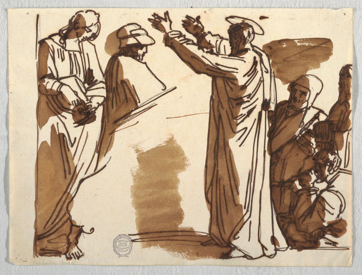 Rysunek, karykatury Śmierć Ananiasza i św. Pawła, według Rafaela, ok. 1820 r. autorstwa Unknown artistUnknown artist