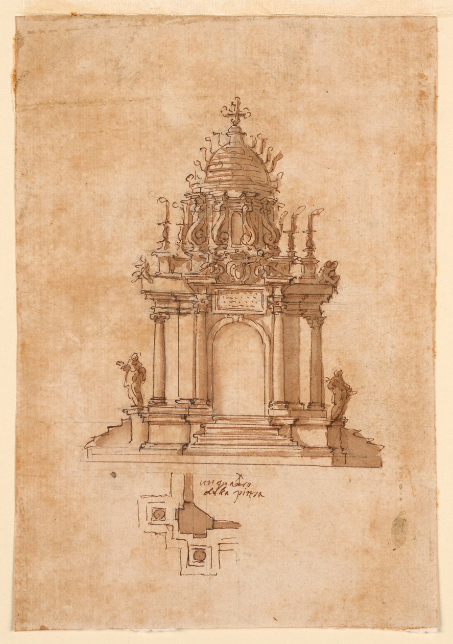 Rysunek, Katafalk, ok. 1631 r. autorstwa Unknown artistUnknown artist