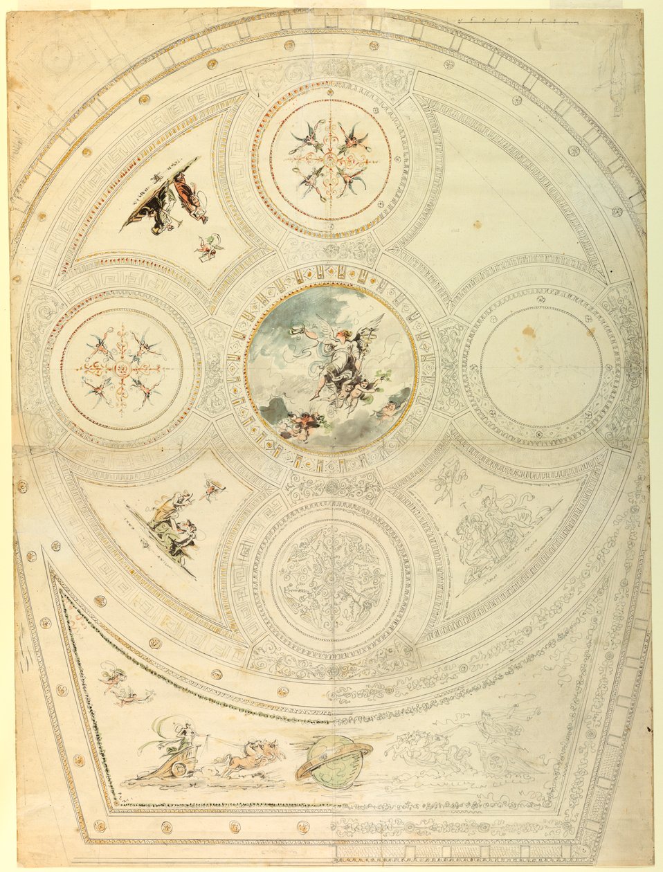 Rysunek, dekoracja sufitu, Teatro Valle, Rzym, 1821 r. autorstwa Unknown artistUnknown artist