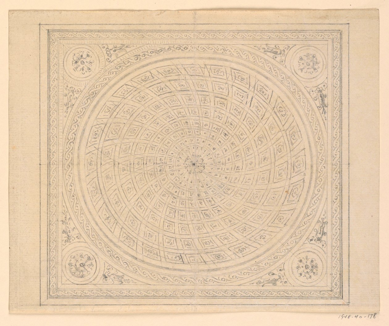 Rysunek, projekt sufitu, 1815-22 autorstwa Unknown artistUnknown artist