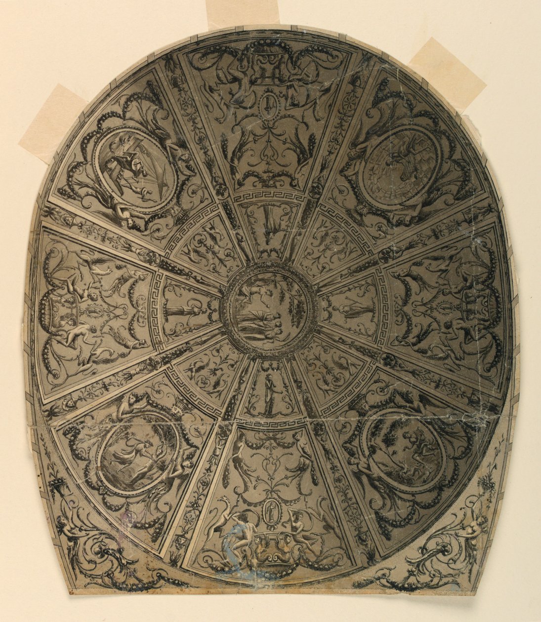 Rysunek, projekt sufitu: Dekoracja dla teatru, ok. 1790 r. autorstwa Unknown artistUnknown artist