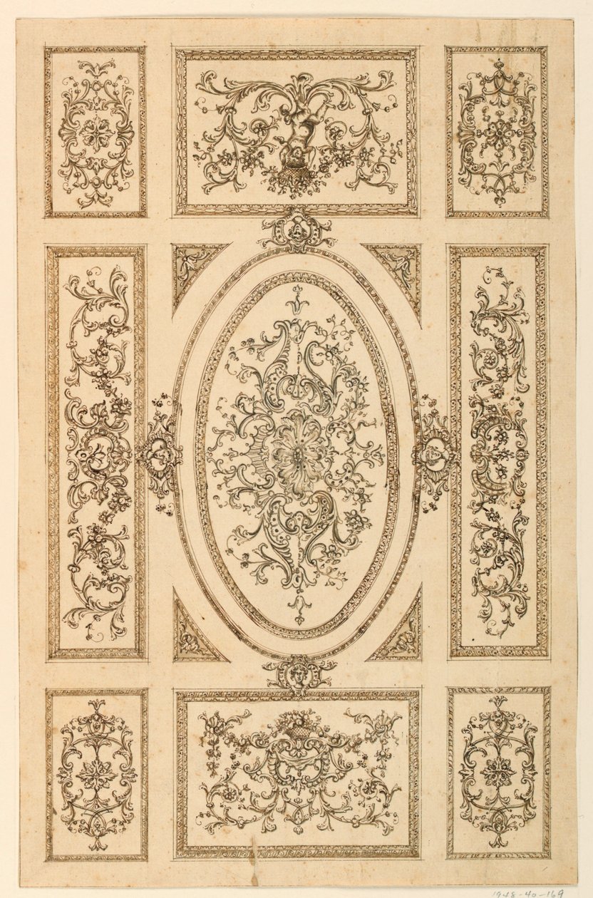Rysunek, projekt sufitu, ok. 1750 r. autorstwa Unknown artistUnknown artist