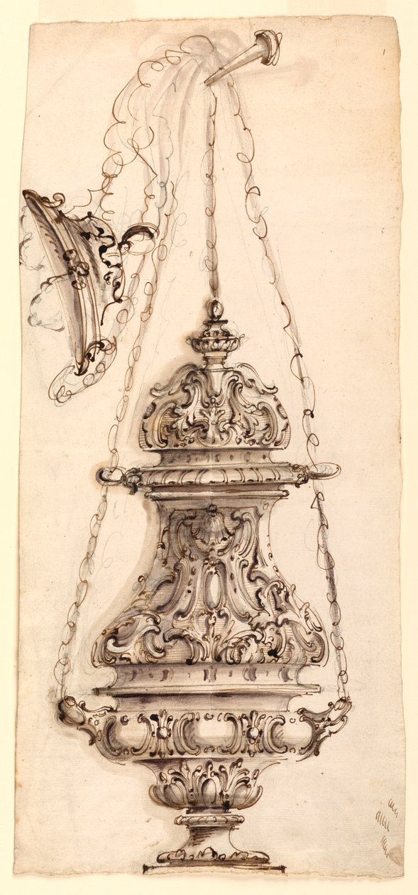 Rysunek, kadzielnica, 1730-60 autorstwa Unknown artistUnknown artist