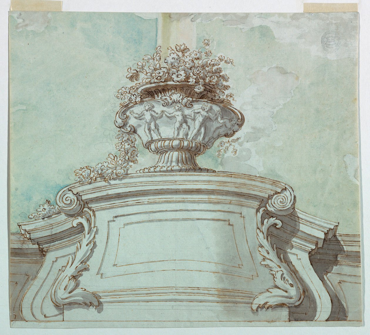 Rysunek, centralny panel sufitowy, 1750-1800 autorstwa Unknown artistUnknown artist