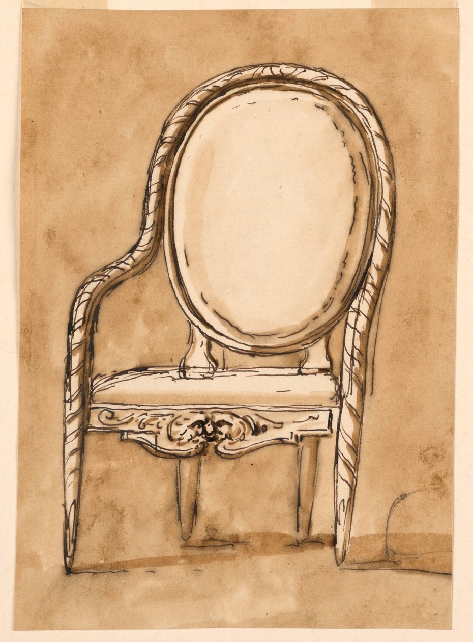 Rysunek, krzesło, 1780-1790 autorstwa Unknown artistUnknown artist