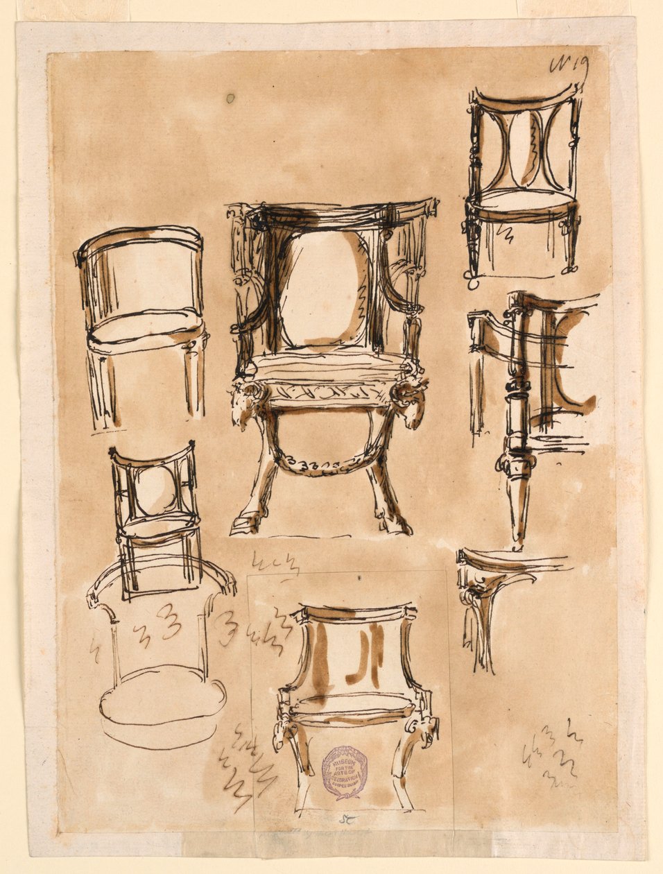Rysunek, krzesła, 1780-1790 autorstwa Unknown artistUnknown artist