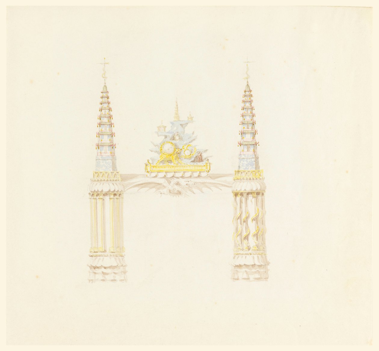 Rysunek, komin, zachodnia ściana pokoju muzycznego, ok. 1820 r. autorstwa Unknown artistUnknown artist