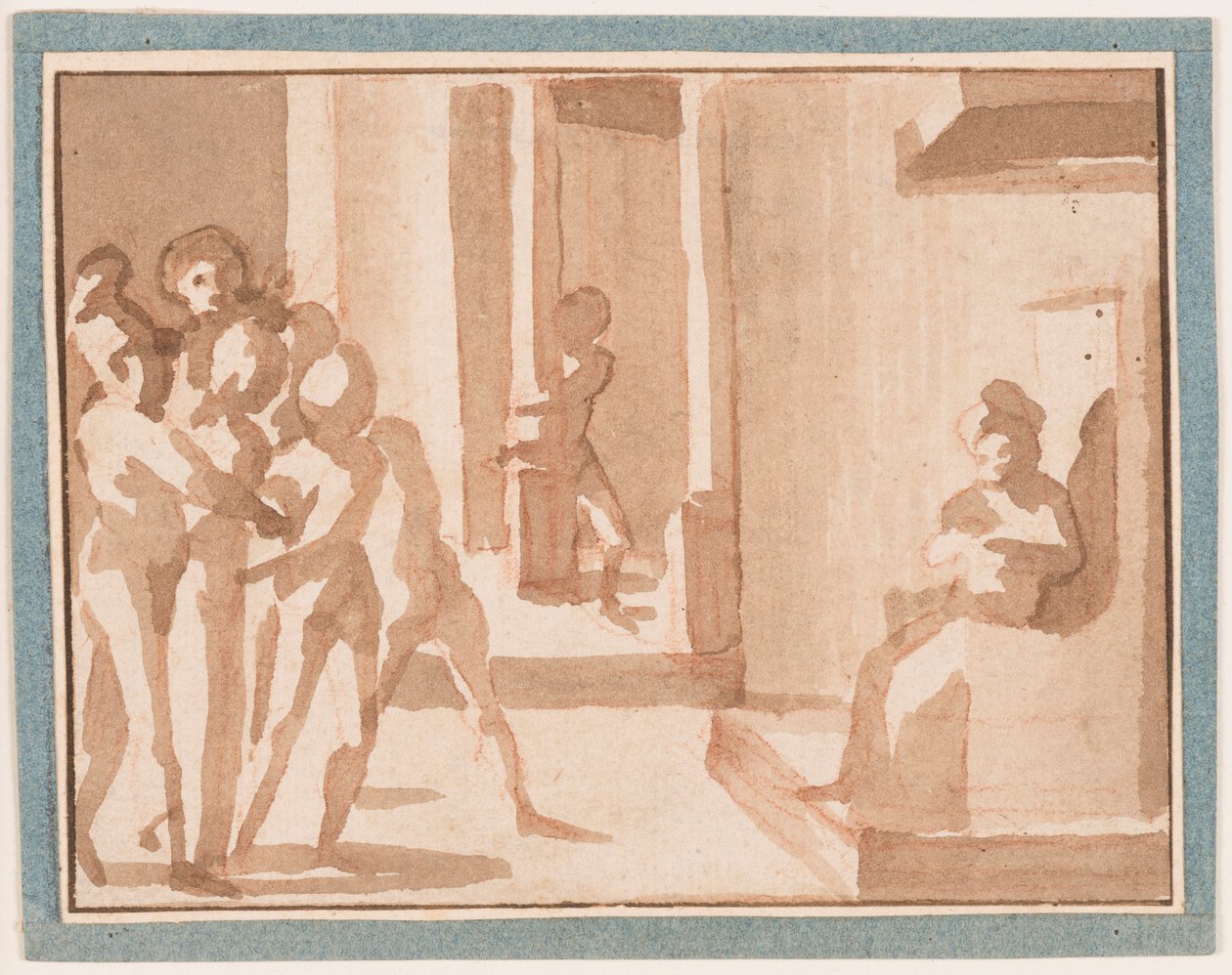 Rysunek, Chrystus przed Kajfaszem, 1550-1600 autorstwa Unknown artistUnknown artist