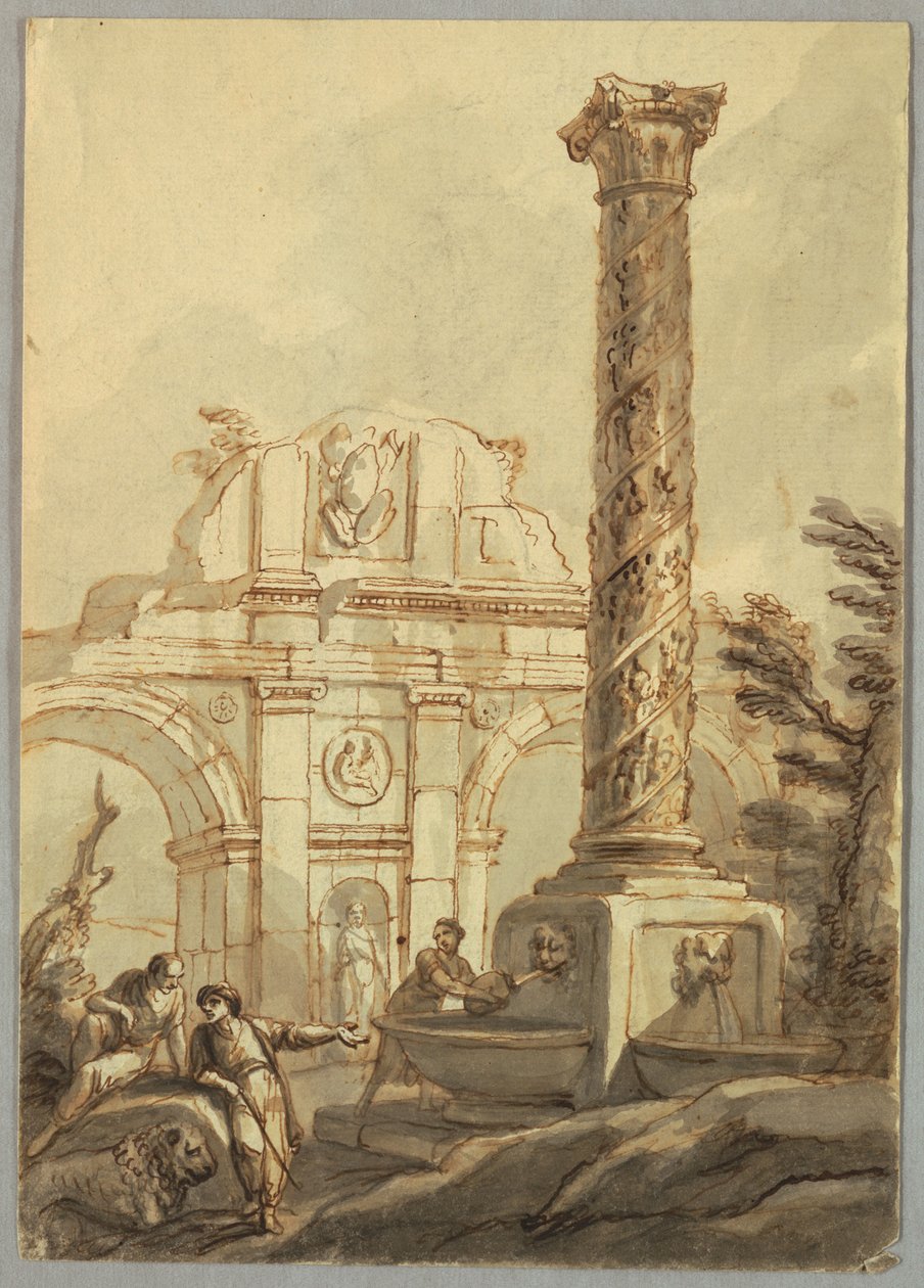 Rysunek, klasyczne ruiny, ok. 1750 r. autorstwa Unknown artistUnknown artist