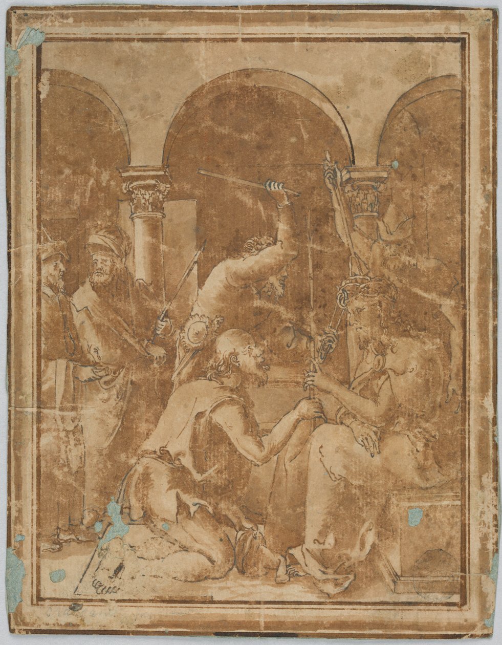 Rysunek, kopia Ukoronowania cierniem w Małej Pasji autorstwa Albrechta Durera, opublikowany w 1511 r., 1525-1600 autorstwa Unknown artistUnknown artist