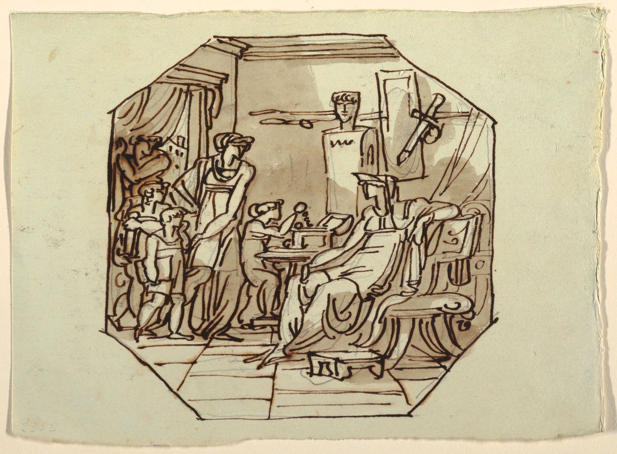 Rysunek, Cornelia, Matka Gracchi, Palazzo Cavina, Faenza, 1816 r. autorstwa Unknown artistUnknown artist