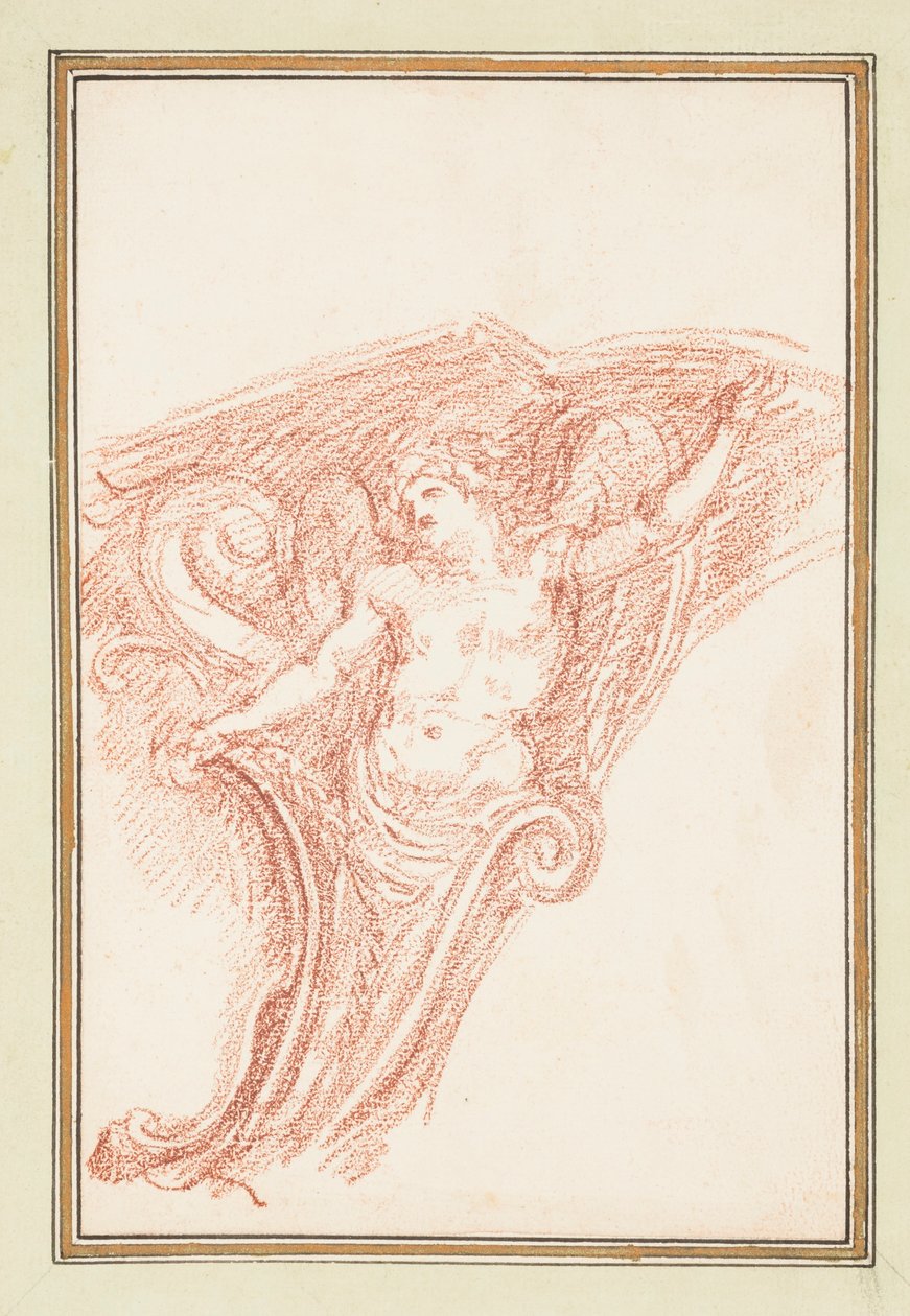 Rysunek, detal narożnika z częściowo nagą postacią męską, ok. 1759-70 autorstwa Unknown artistUnknown artist