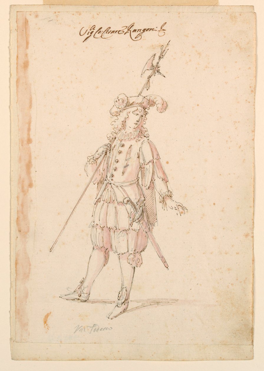Rysunek, projekt kostiumu: Niemiec do baletu, ok. 1720 r. autorstwa Unknown artistUnknown artist