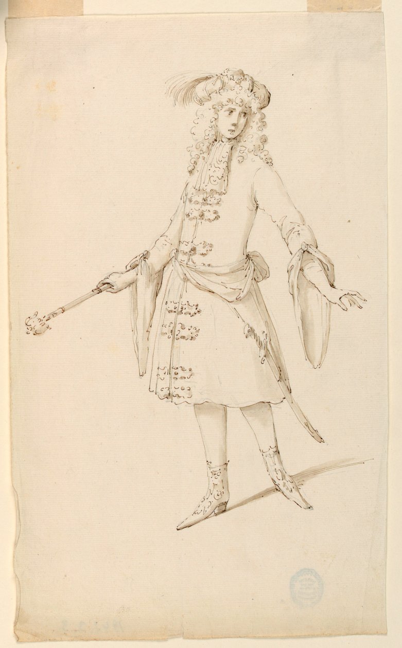 Rysunek, projekt kostiumu: Szlachcic, król lub książę w balecie, ok. 1720 r. autorstwa Unknown artistUnknown artist