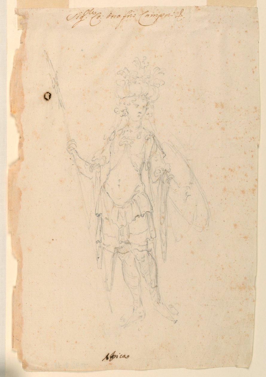 Rysunek, projekt kostiumu: Afryka dla baletu, ok. 1720 r. autorstwa Unknown artistUnknown artist