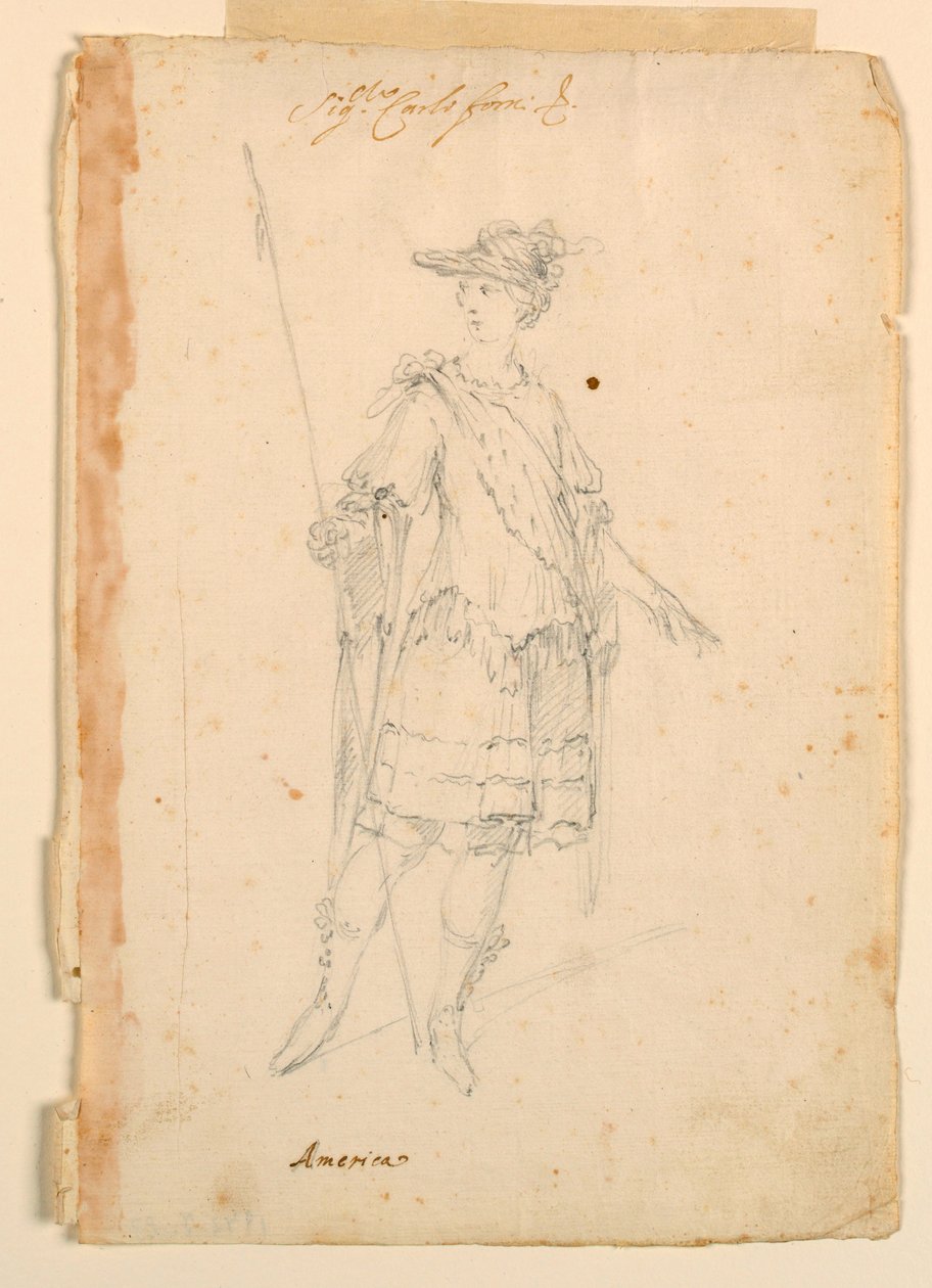 Rysunek, projekt kostiumu: Ameryka dla baletu, ok. 1720 r. autorstwa Unknown artistUnknown artist
